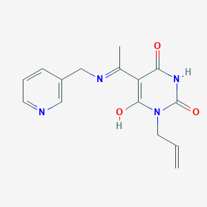 molecular formula C15H16N4O3 B1225038 1-Prop-2-enyl-5-[1-(3-pyridinylmethylamino)ethylidene]-1,3-diazinane-2,4,6-trione 
