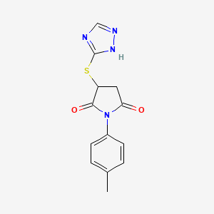molecular formula C13H12N4O2S B1225048 1-(4-methylphenyl)-3-(1H-1,2,4-triazol-5-ylthio)pyrrolidine-2,5-dione 