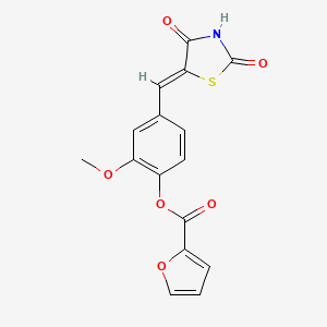 molecular formula C16H11NO6S B1225055 [4-[(Z)-(2,4-dioxo-1,3-thiazolidin-5-ylidene)methyl]-2-methoxyphenyl] furan-2-carboxylate 
