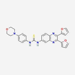 molecular formula C27H23N5O3S B1225056 1-[2,3-Bis(2-furanyl)-6-quinoxalinyl]-3-[4-(4-morpholinyl)phenyl]thiourea 