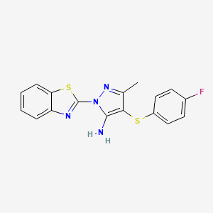 molecular formula C17H13FN4S2 B1225065 2-(1,3-Benzothiazol-2-yl)-4-[(4-fluorophenyl)thio]-5-methyl-3-pyrazolamine 