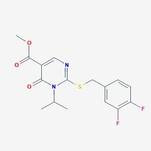 molecular formula C16H16F2N2O3S B12250758 Methyl 2-{[(3,4-difluorophenyl)methyl]sulfanyl}-6-oxo-1-(propan-2-yl)-1,6-dihydropyrimidine-5-carboxylate 