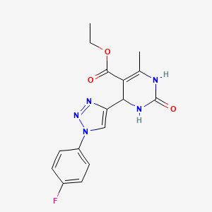 molecular formula C16H16FN5O3 B12250770 ethyl 4-[1-(4-fluorophenyl)-1H-1,2,3-triazol-4-yl]-6-methyl-2-oxo-1,2,3,4-tetrahydropyrimidine-5-carboxylate 