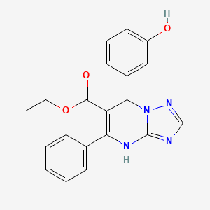 molecular formula C20H18N4O3 B1225078 Ethyl 7-(3-hydroxyphenyl)-5-phenyl-4,7-dihydro[1,2,4]triazolo[1,5-a]pyrimidine-6-carboxylate 
