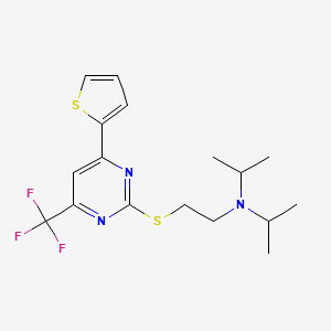 molecular formula C17H22F3N3S2 B12251011 Bis(propan-2-yl)(2-{[4-(thiophen-2-yl)-6-(trifluoromethyl)pyrimidin-2-yl]sulfanyl}ethyl)amine 