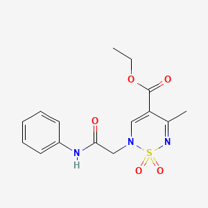 molecular formula C15H17N3O5S B12251233 ethyl 5-methyl-1,1-dioxo-2-[(phenylcarbamoyl)methyl]-2H-1lambda6,2,6-thiadiazine-4-carboxylate 