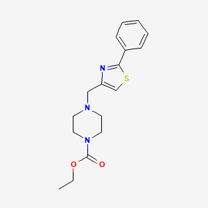 molecular formula C17H21N3O2S B12251330 Ethyl 4-[(2-phenyl-1,3-thiazol-4-yl)methyl]piperazine-1-carboxylate 