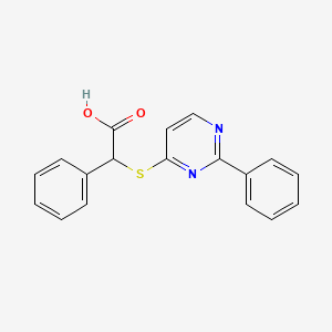 molecular formula C18H14N2O2S B12251505 Phenyl[(2-phenylpyrimidin-4-yl)sulfanyl]acetic acid 