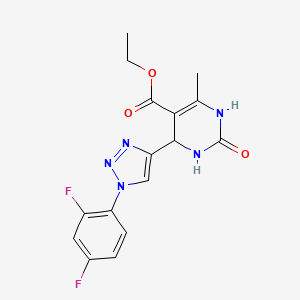 molecular formula C16H15F2N5O3 B12251568 ethyl 4-[1-(2,4-difluorophenyl)-1H-1,2,3-triazol-4-yl]-6-methyl-2-oxo-1,2,3,4-tetrahydropyrimidine-5-carboxylate 