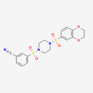molecular formula C19H19N3O6S2 B1225159 3-[[4-(2,3-Dihydro-1,4-benzodioxin-6-ylsulfonyl)-1-piperazinyl]sulfonyl]benzonitrile 