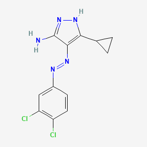 molecular formula C12H11Cl2N5 B1225166 5-环丙基-4-[(3,4-二氯苯基)肼基]-3-吡唑胺 