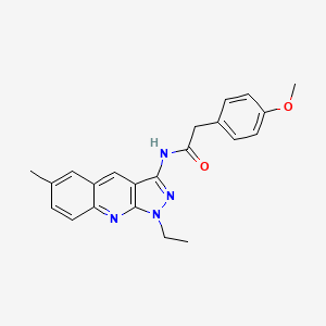 molecular formula C22H22N4O2 B1225180 N-(1-ethyl-6-methyl-3-pyrazolo[3,4-b]quinolinyl)-2-(4-methoxyphenyl)acetamide 