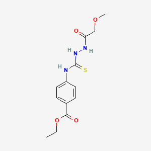 molecular formula C13H17N3O4S B1225202 4-[[[(2-甲氧基-1-氧代乙基)肼基]-硫代亚甲基]氨基]苯甲酸乙酯 