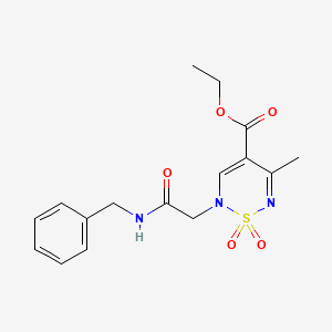 molecular formula C16H19N3O5S B12252089 ethyl 2-[(benzylcarbamoyl)methyl]-5-methyl-1,1-dioxo-2H-1lambda6,2,6-thiadiazine-4-carboxylate 