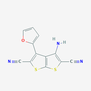 molecular formula C12H5N3OS2 B1225210 4-氨基-3-(2-呋喃基)噻吩并[2,3-b]噻吩-2,5-二腈 