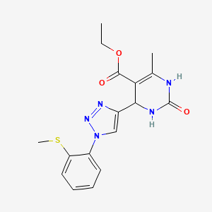 molecular formula C17H19N5O3S B12252105 ethyl 6-methyl-4-{1-[2-(methylsulfanyl)phenyl]-1H-1,2,3-triazol-4-yl}-2-oxo-1,2,3,4-tetrahydropyrimidine-5-carboxylate 