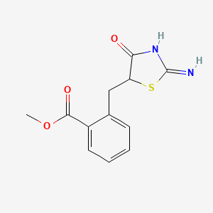 molecular formula C12H12N2O3S B12252235 Methyl 2-[(2-amino-4-oxo-4,5-dihydro-1,3-thiazol-5-yl)methyl]benzoate 