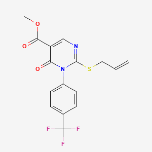 molecular formula C16H13F3N2O3S B12252674 Methyl 6-oxo-2-(prop-2-en-1-ylsulfanyl)-1-[4-(trifluoromethyl)phenyl]-1,6-dihydropyrimidine-5-carboxylate 