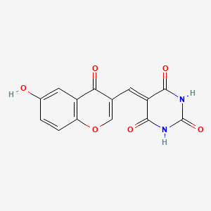molecular formula C14H8N2O6 B1225269 5-[(6-羟基-4-氧代-1-苯并吡喃-3-基)亚甲基]-1,3-二嗪烷-2,4,6-三酮 