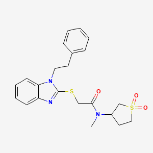 molecular formula C22H25N3O3S2 B1225298 N-(1,1-二氧代-3-硫代烷基)-N-甲基-2-[[1-(2-苯乙基)-2-苯并咪唑基]硫代]乙酰胺 