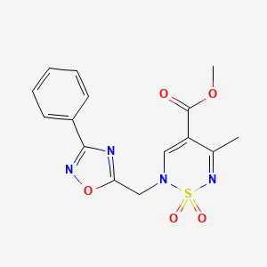 molecular formula C15H14N4O5S B12253376 methyl 5-methyl-1,1-dioxo-2-[(3-phenyl-1,2,4-oxadiazol-5-yl)methyl]-2H-1lambda6,2,6-thiadiazine-4-carboxylate 