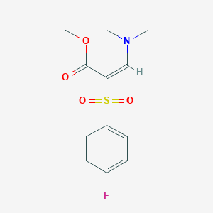 molecular formula C12H14FNO4S B12253602 methyl (2E)-3-(dimethylamino)-2-(4-fluorobenzenesulfonyl)prop-2-enoate 