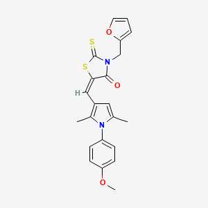 (5E)-3-(furan-2-ylmethyl)-5-[[1-(4-methoxyphenyl)-2,5-dimethylpyrrol-3-yl]methylidene]-2-sulfanylidene-1,3-thiazolidin-4-one