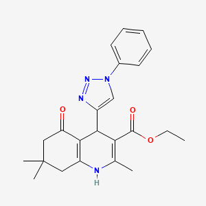 molecular formula C23H26N4O3 B12253947 ethyl 2,7,7-trimethyl-5-oxo-4-(1-phenyl-1H-1,2,3-triazol-4-yl)-1,4,5,6,7,8-hexahydroquinoline-3-carboxylate 