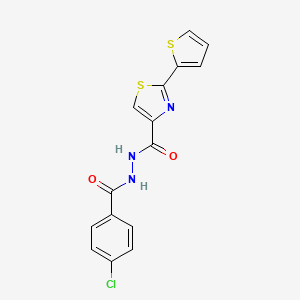 molecular formula C15H10ClN3O2S2 B1225442 N'-[(4-chlorophenyl)-oxomethyl]-2-thiophen-2-yl-4-thiazolecarbohydrazide 