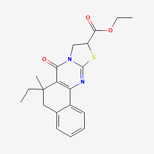 molecular formula C20H22N2O3S B1225447 6-Ethyl-6-methyl-7-oxo-5,7,8,9-tetrahydro-6H-10-thia-7a,11-diaza-cyclopenta[b]ph 