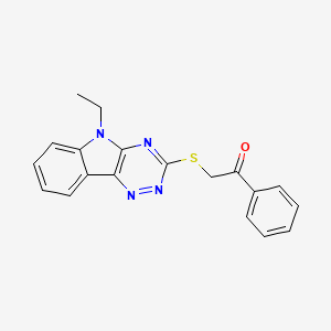 molecular formula C19H16N4OS B1225448 2-[(5-Ethyl-[1,2,4]triazino[5,6-b]indol-3-yl)thio]-1-phenylethanone 