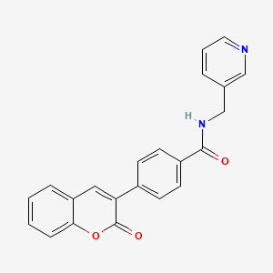 molecular formula C22H16N2O3 B1225454 4-(2-oxo-1-benzopyran-3-yl)-N-(3-pyridinylmethyl)benzamide 