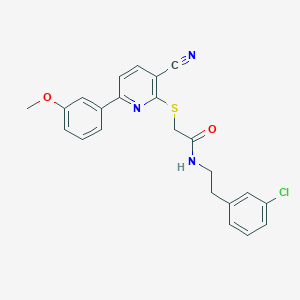 molecular formula C23H20ClN3O2S B1225456 N-[2-(3-chlorophenyl)ethyl]-2-[[3-cyano-6-(3-methoxyphenyl)-2-pyridinyl]thio]acetamide 