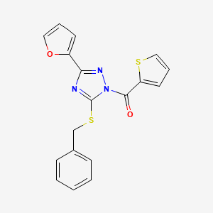 molecular formula C18H13N3O2S2 B1225469 [3-(2-Furanyl)-5-(phenylmethylthio)-1,2,4-triazol-1-yl]-thiophen-2-ylmethanone 