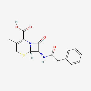 molecular formula C16H16N2O4S B1225470 (6R-cis)-3-Methyl-8-oxo-7-(phenylacetamido)-5-thia-1-azabicyclo(4.2.0)oct-2-ene-2-carboxylic acid CAS No. 68244-05-3