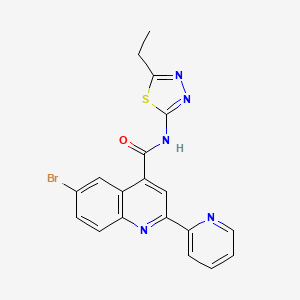 molecular formula C19H14BrN5OS B1225471 6-溴-N-(5-乙基-1,3,4-噻二唑-2-基)-2-(2-吡啶基)-4-喹啉甲酰胺 