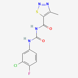 molecular formula C11H8ClFN4O2S B1225487 N-[(3-chloro-4-fluoroanilino)-oxomethyl]-4-methyl-5-thiadiazolecarboxamide 