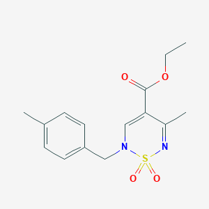 molecular formula C15H18N2O4S B12254946 ethyl 5-methyl-2-[(4-methylphenyl)methyl]-1,1-dioxo-2H-1lambda6,2,6-thiadiazine-4-carboxylate 