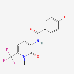 molecular formula C15H13F3N2O3 B1225497 4-methoxy-N-[1-methyl-2-oxo-6-(trifluoromethyl)-3-pyridinyl]benzamide 