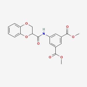 molecular formula C19H17NO7 B1225504 5-[[2,3-二氢-1,4-苯并二恶杂环-3-基(氧代)甲基]氨基]苯-1,3-二甲酸二甲酯 