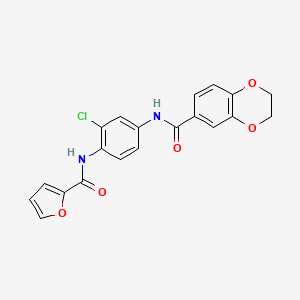 molecular formula C20H15ClN2O5 B1225524 N-[3-chloro-4-[[2-furanyl(oxo)methyl]amino]phenyl]-2,3-dihydro-1,4-benzodioxin-6-carboxamide 