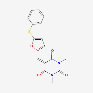 molecular formula C17H14N2O4S B1225530 1,3-二甲基-5-[[5-(苯硫基)-2-呋喃基]亚甲基]-1,3-二氮杂环-2,4,6-三酮 