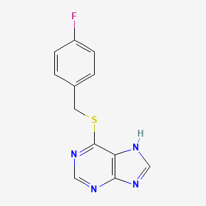 molecular formula C12H9FN4S B12255329 Purine, 6-((p-fluorobenzyl)thio)- CAS No. 3798-88-7