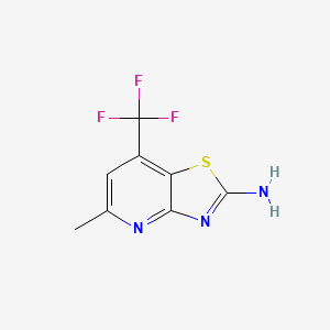 molecular formula C8H6F3N3S B1225542 5-Methyl-7-(trifluoromethyl)-2-thiazolo[4,5-b]pyridinamine 
