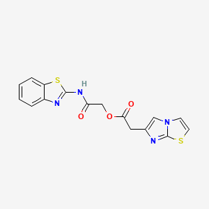 molecular formula C16H12N4O3S2 B1225553 2-(6-咪唑并[2,1-b]噻唑基)乙酸[2-(1,3-苯并噻唑-2-基氨基)-2-氧代乙基]酯 
