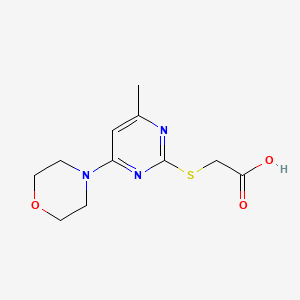 molecular formula C11H15N3O3S B12255638 Acetic acid, ((4-methyl-6-(4-morpholinyl)-2-pyrimidinyl)thio)- CAS No. 92628-88-1