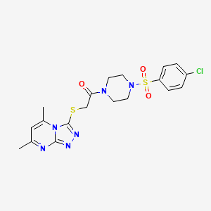 1-[4-(4-Chlorophenyl)sulfonyl-1-piperazinyl]-2-[(5,7-dimethyl-[1,2,4]triazolo[4,3-a]pyrimidin-3-yl)thio]ethanone