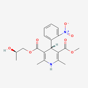 B1225575 3,5-Pyridinedicarboxylic acid, 1,4-dihydro-2,6-dimethyl-4-(2-nitrophenyl)-, 2-hydroxypropyl methyl ester, (R*,R*)-(+-)- CAS No. 145594-63-4