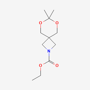 molecular formula C11H19NO4 B12255845 Ethyl 7,7-dimethyl-6,8-dioxa-2-azaspiro[3.5]nonane-2-carboxylate 