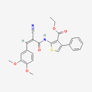 molecular formula C25H22N2O5S B1225588 2-[[(Z)-2-氰基-3-(3,4-二甲氧基苯基)丙-2-烯酰]氨基]-4-苯硫代吩-3-羧酸乙酯 